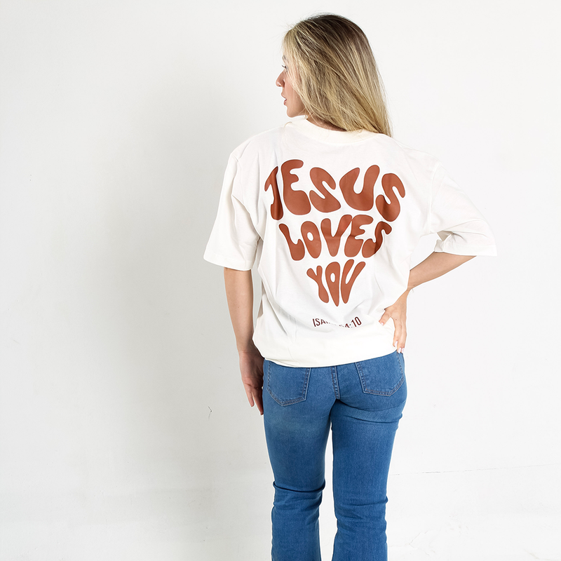 Camiseta Feminina Oversized - Jesus Loves You "Jesus Te Ama"