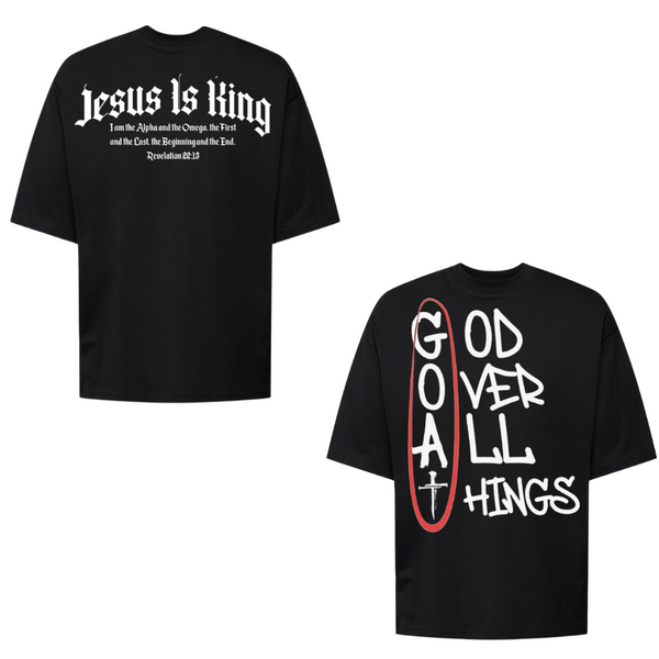 KIT 2 Camiseta Oversized - God Over All Things + Jesus Is King