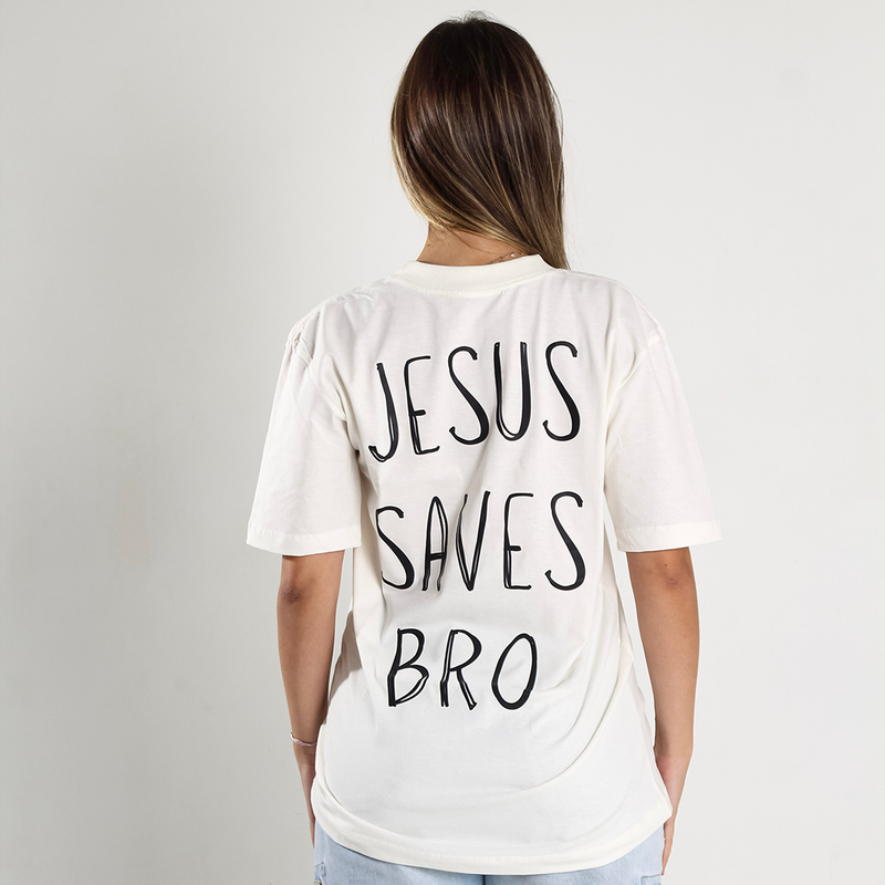 Camiseta Feminina Oversized - Jesus Saves Bro