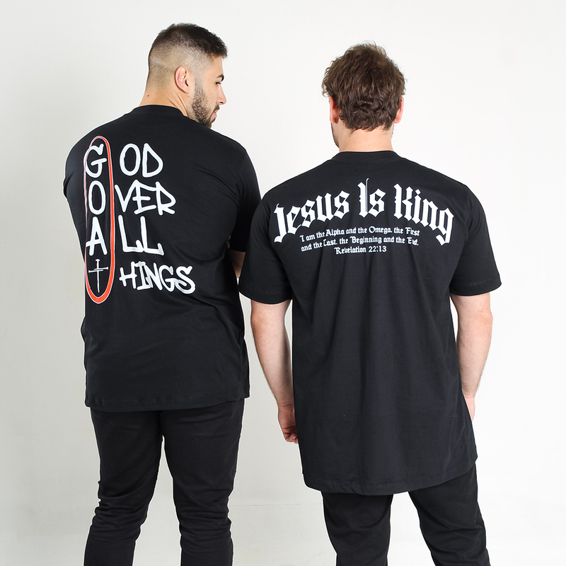 KIT 2 Camiseta Oversized - God Over All Things + Jesus Is King