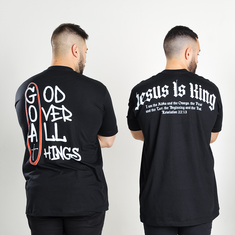 KIT 2 Camiseta Oversized - God Over All Things + Jesus Is King