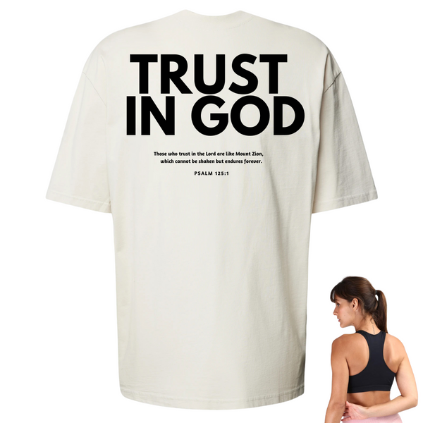 Camiseta Feminina Oversized - Trust In God "Confie Em Deus" + Top de BRINDE