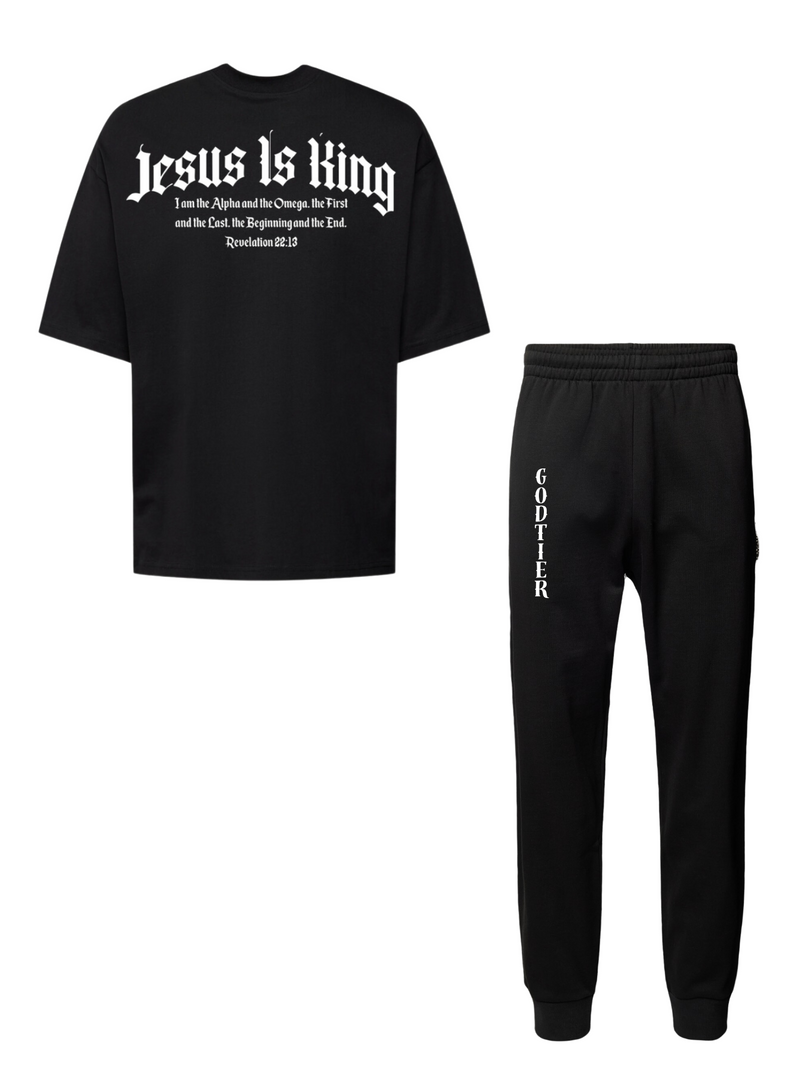 KIT Camiseta Oversized + Calça Moletom GodTier - Camiseta Jesus Is King